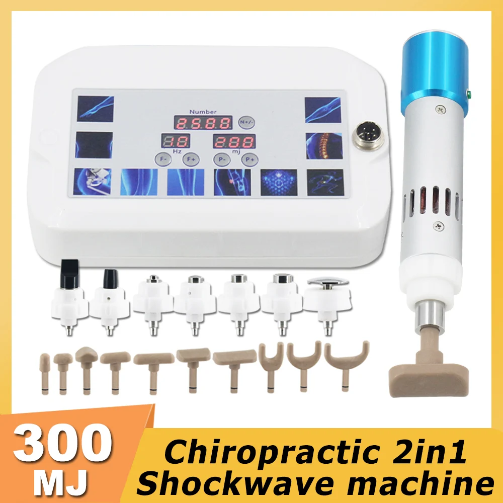 Shockwave Therapy Machine ED Treat Chiropractic Adjustment Tool Fatigue Relax Lower Back Pain Relief 300MJ Shock Wave Massager