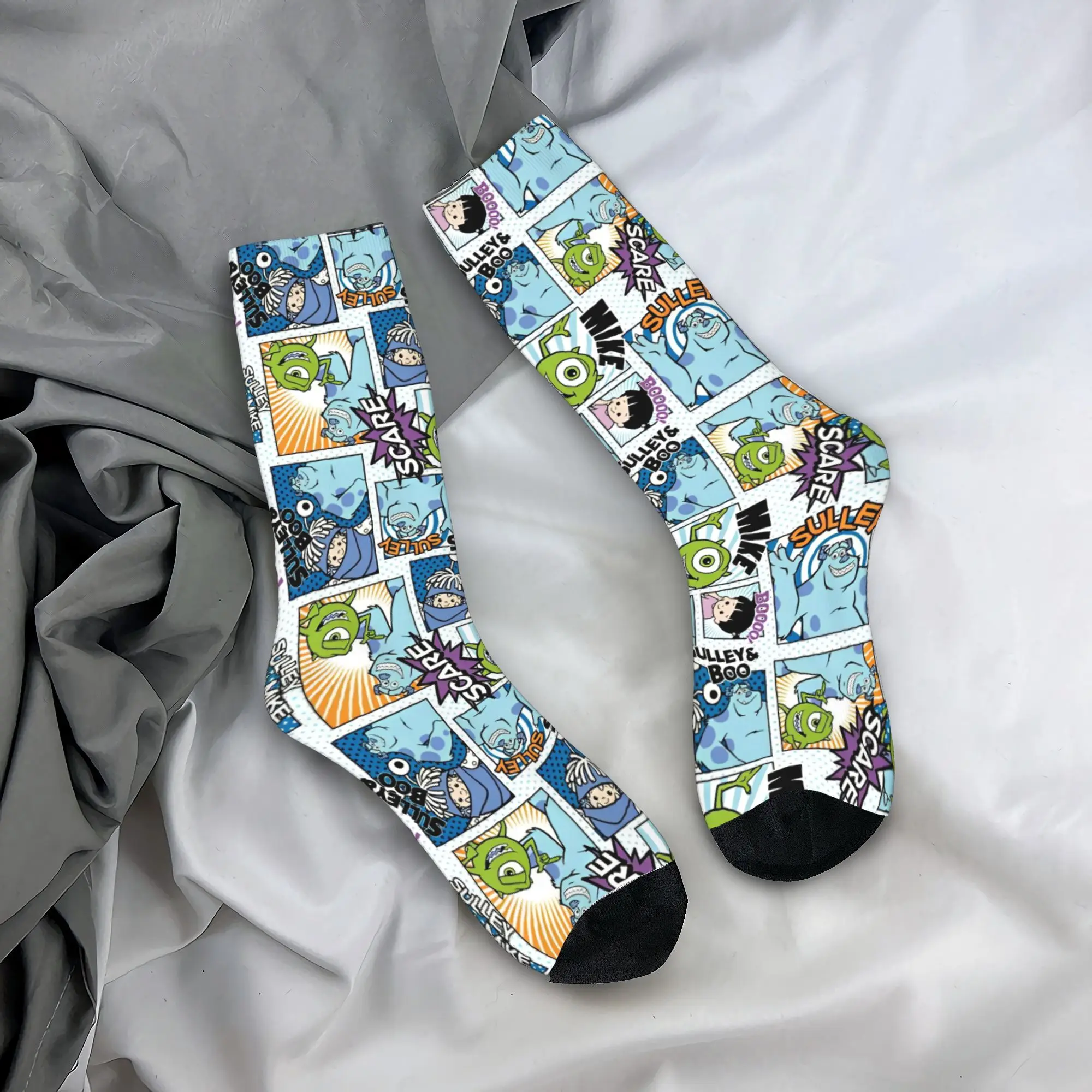 Calcetines Monsters Inc Power Company para hombre y mujer, divertidos calcetines de película de dibujos animados felices, calcetines de tubo medio para primavera, verano, Otoño e Invierno, regalos