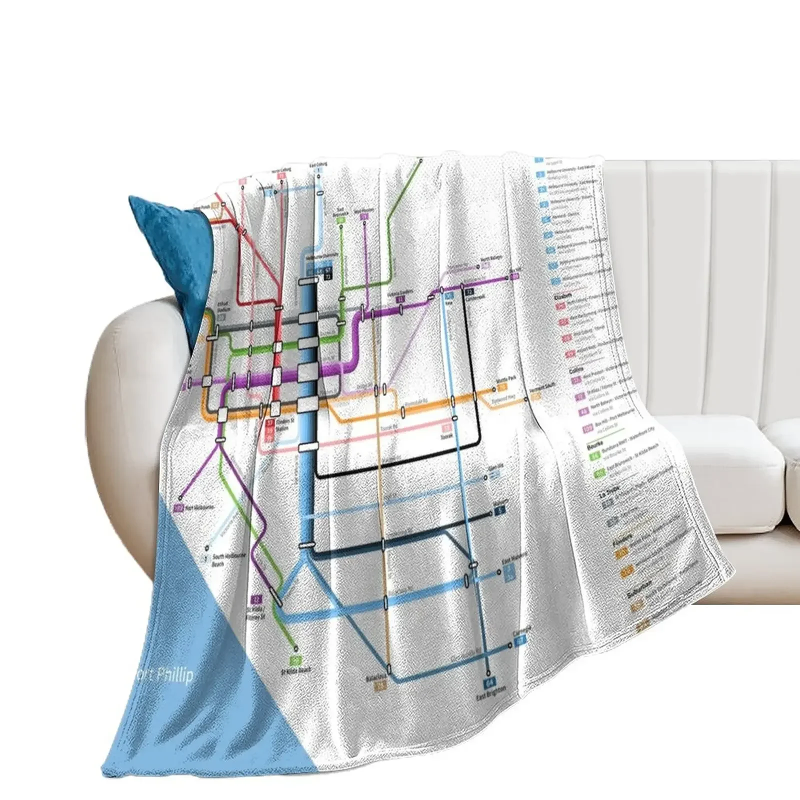 

Melbourne Tram Network Map Throw Blanket Sofa Throw Nap Blankets