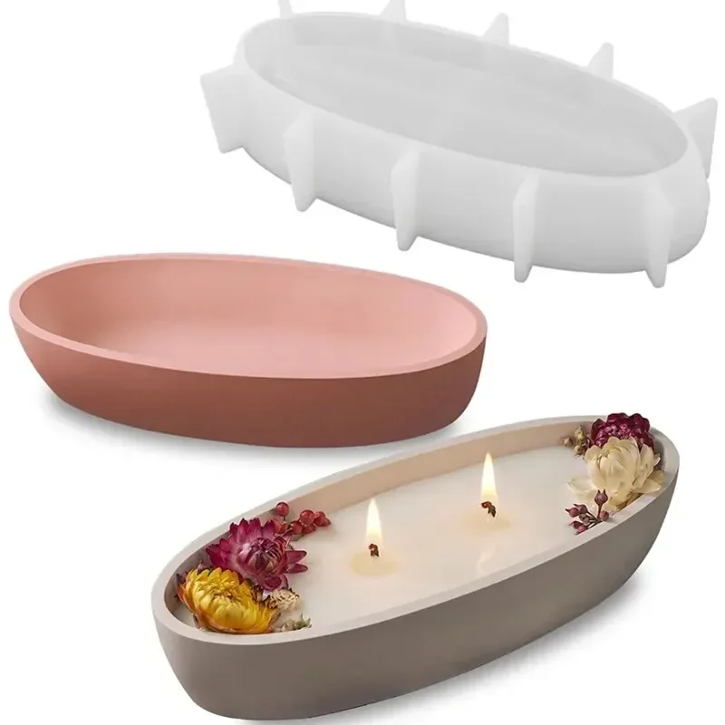 

Candle Vessel Silicone Oval Bowl Resin Candle Boat Jar Epoxy Resin Storage Tray Container Scented candle
