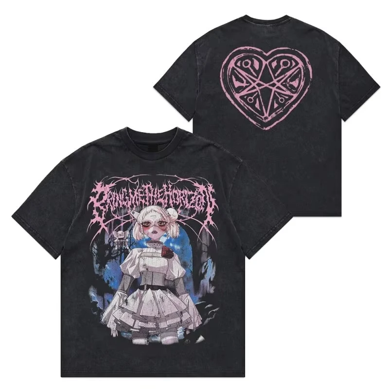 Anime Animation Metal Band Bring Me The Horizon T-Shirt Graphic Tee Summer Streetwe Suitable for Both Men and Women
