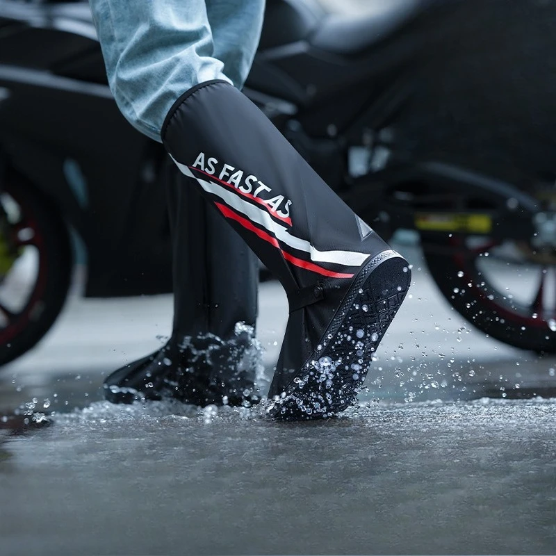 Waterproof Rain Boots with Thickened Cover Waterproof Dustproof, High Top Wear-resistant Motorcycle Anti-skid Riding PVC Adult
