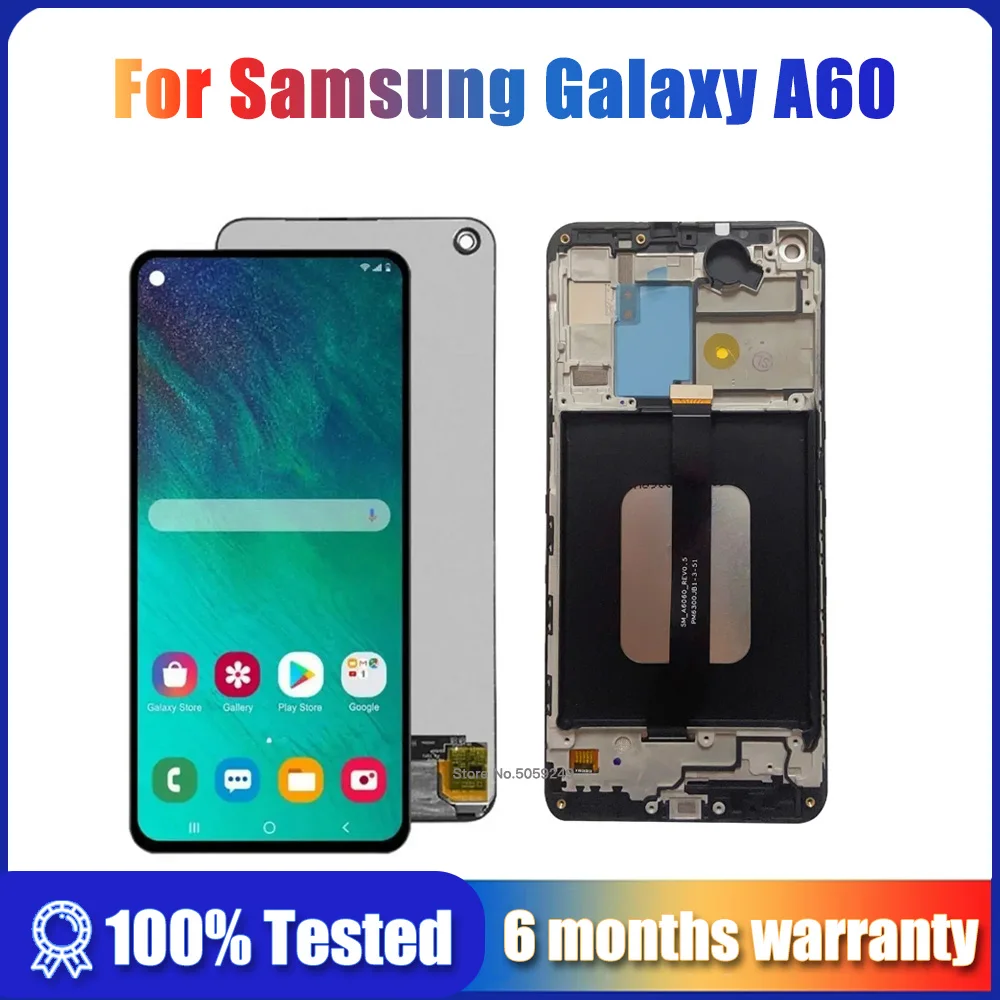 

AMOLED 6.3" For Samsung Galaxy A60 LCD Display SM-A606F/DS A606Y A6060 for galaxy M40LCD Touch Screen Replacement with Frame