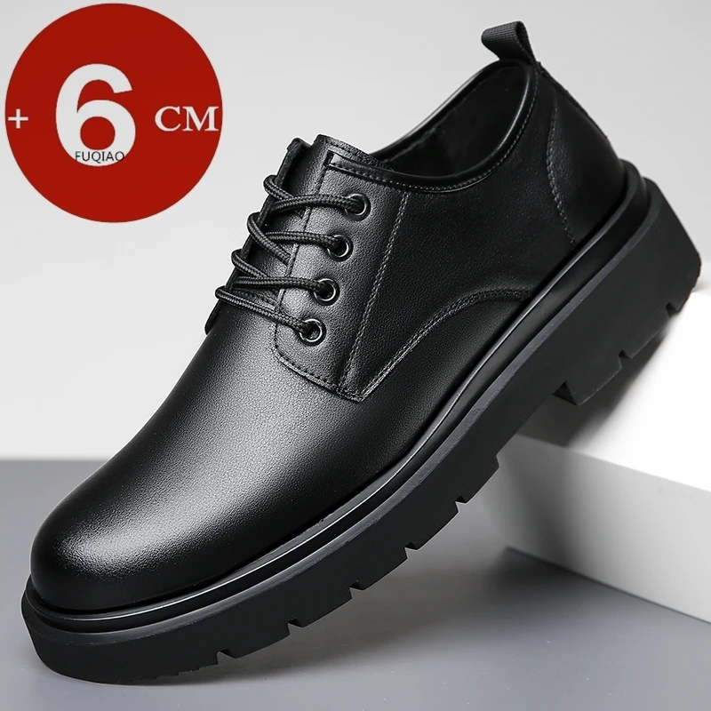 

Men's Invisible Elevator Shoes 6cm Height Increasing Black Leather Shoes Spring Summer Business Casual Formal Shoes for Wedding