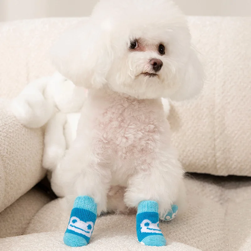 Winter Soft Warm Dog Socks Colorful Pet Cute Cat Shoes Knit Socks Pet Socks For Puppy Dog Anti Slip Breathable Sock Pet Supplies