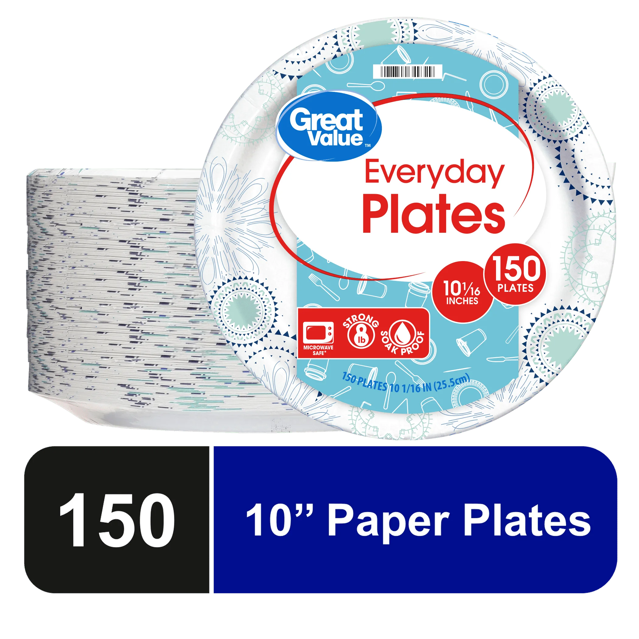 10 Inch Disposable Paper Plates Bulk Pack of 150 White Party Plates for Dining Events Catering Picnics BBQ Birthday Wedding Thanksgiving Christmas Holiday Celebration Heavy Duty Eco Friendly