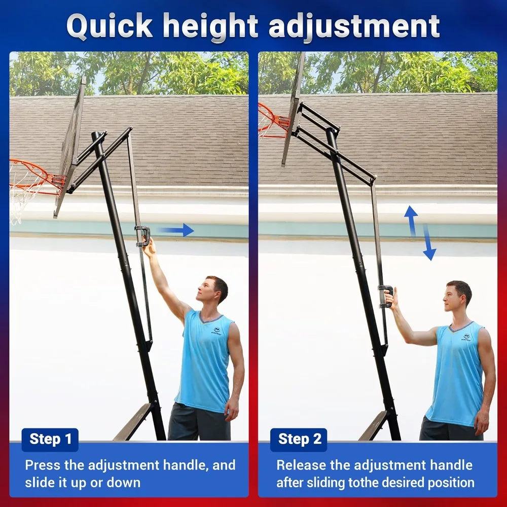 Portable Outdoor Basketball Hoop with Shatterproof Backboard and Large Base, Suitable for Youth and Adults, Durable Basketball G