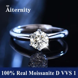 Real GRA Moissanite RingsPass Diamond Test Pen Adjustable Size S925 Sliver D VVS1 With Certificate Wedding Rings for Women