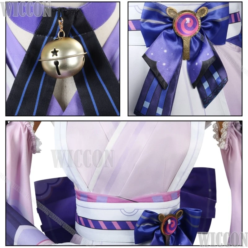 Yumatisuki Mizuki Genshin Impact Costume Cosplay Parrucca Kimono Cameriera Lolita Abito Ventaglio Rotondo Ragazza Carina Donne Set Halloween Personalizzato