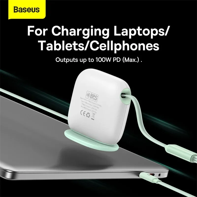 Baseus cavo USB C retrattile 100W 3 in 1 per iPhone 12 13 caricabatterie da tavolo USB tipo C ricarica rapida per Macbook Samsung Xiaomi