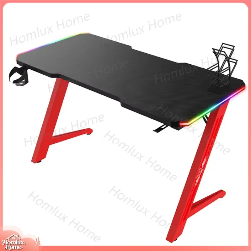 Modern Multi-Color RGB LED Light Display 60 Inch Large Z Shaped Gaming Desk Computer Desk for Gamers Office Desk with