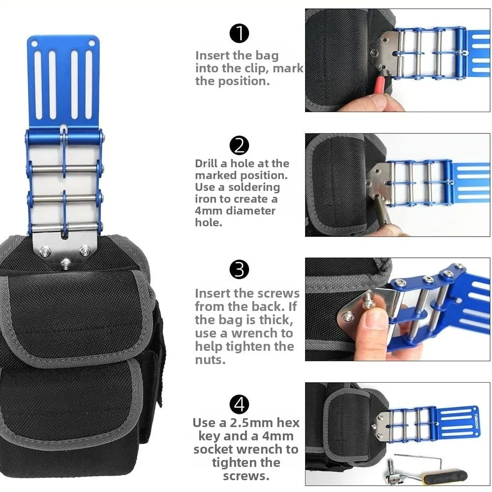 Universal Quick Release Tool Belt Buckle Quick Release Aluminum Alloy Adjustable Chain Clip 53mm Width Lanyard Clip Electrician