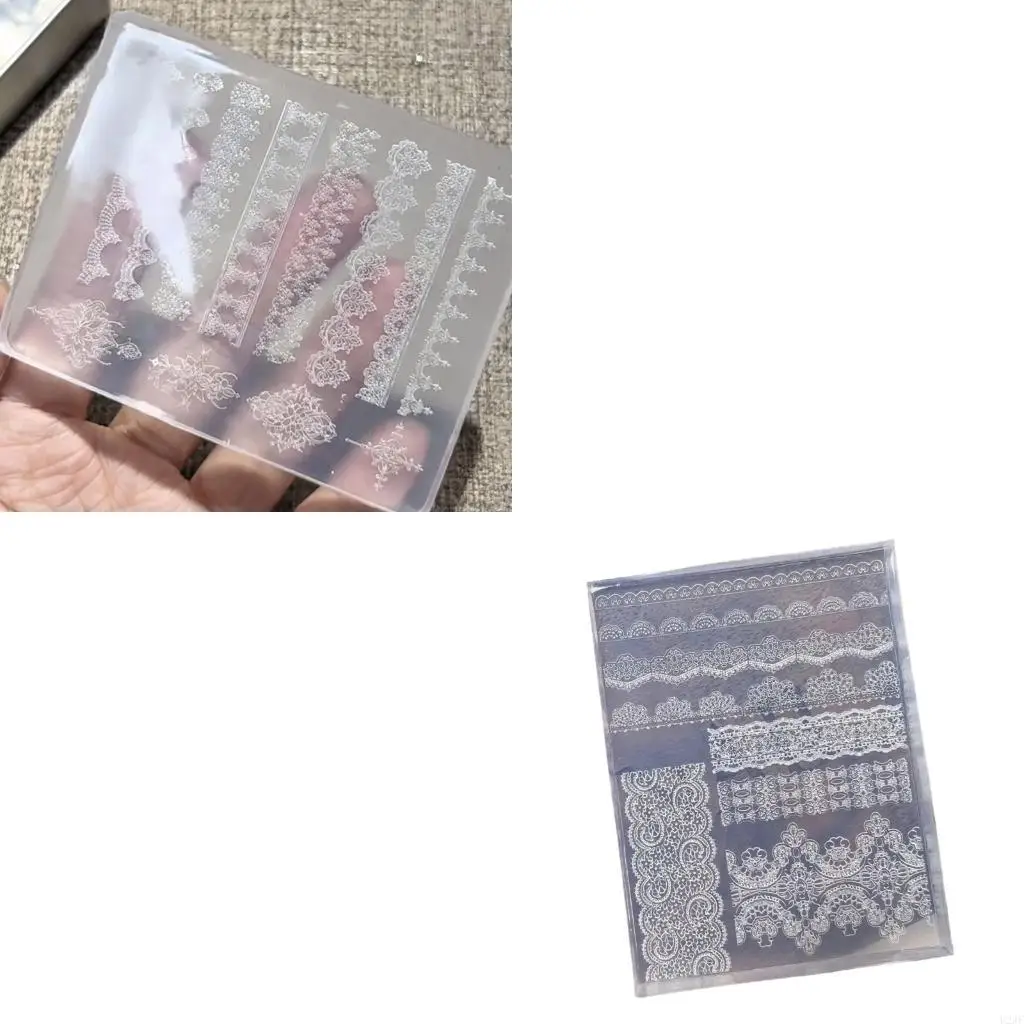 الدانتيل قالب من السيليكون الفرنسية تصميم المجوهرات أداة مرنة قابلة لإعادة الاستخدام صياغة قالب لفن الأظافر #1