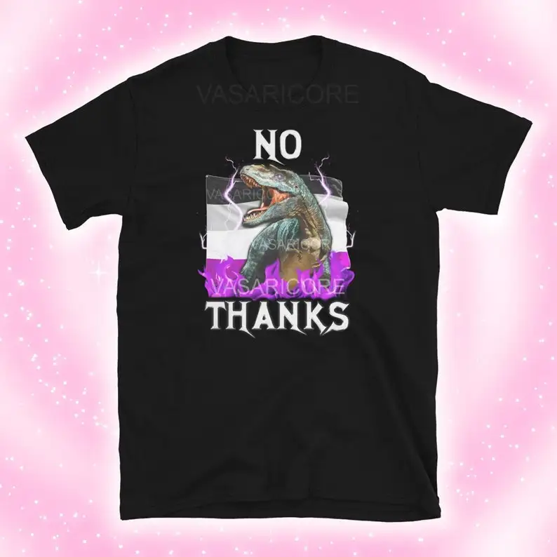 NO THANKS Asexual Ace Flag Pride EPIC Dinosaur Flame Aroace Aspec Nonbinary queer merch gift ideas ace keyring earrings