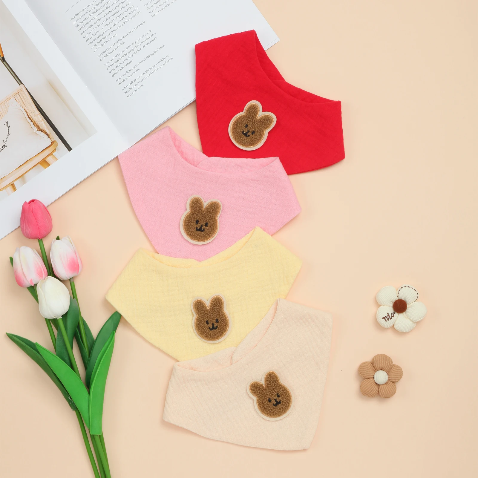 

4 Pack Soft Cotton Baby Bibs for Drooling and Teething, Absorbent Drool Bibs, Adjustable to Fit Newborns to Toddlers