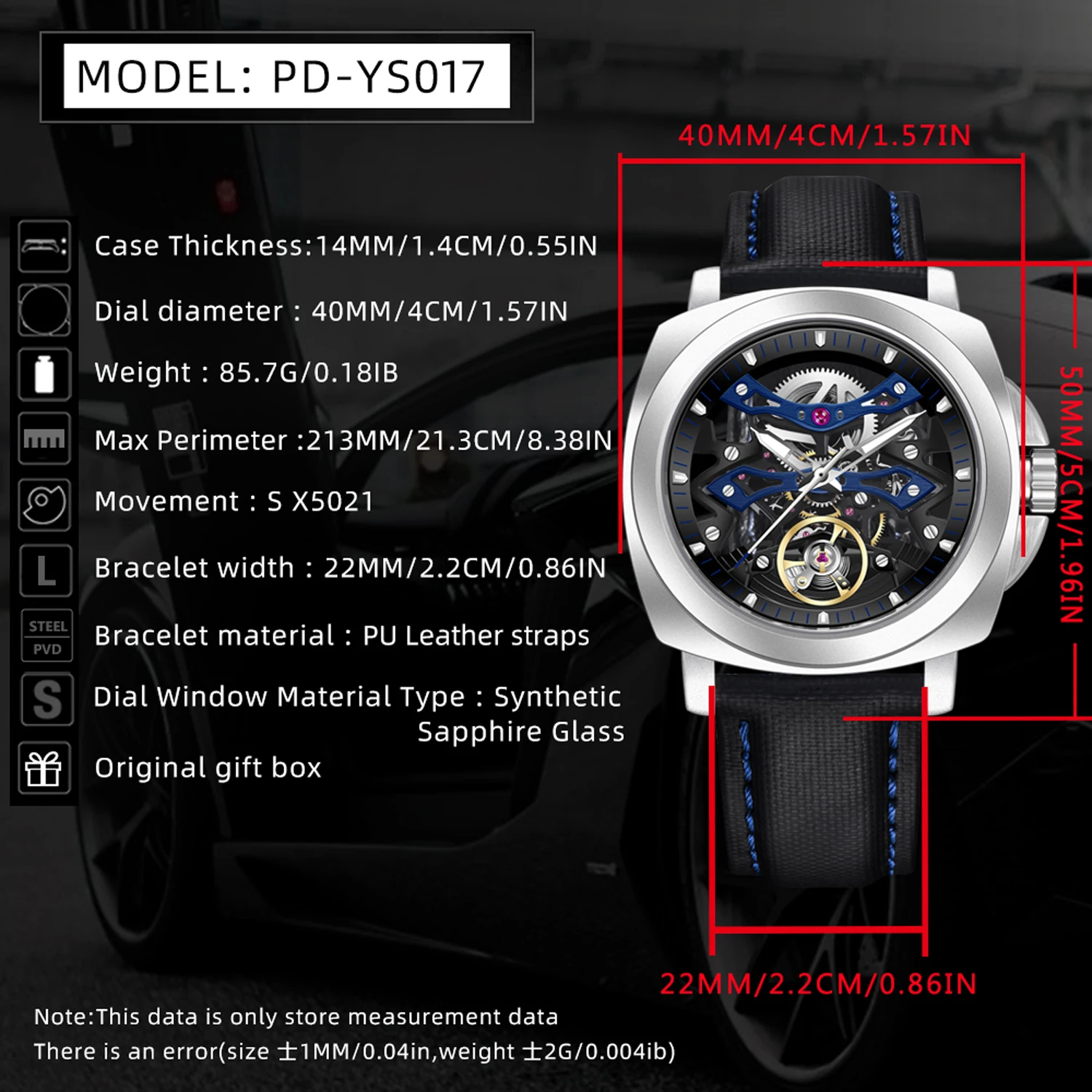 PAGANI DESIGN Hollow Tourbillon Mens Mechanical Watches Luxury Automatic Watch For Men Waterproof Leather Sapphire Mirror Clock