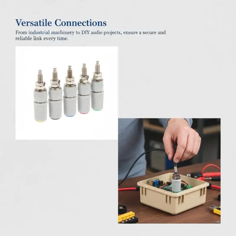5Pcs High Current 5mm Banana Jack Socket, 30A M5x48 Type 4mm Amplifier Terminal Female Socket For Electronic Testing