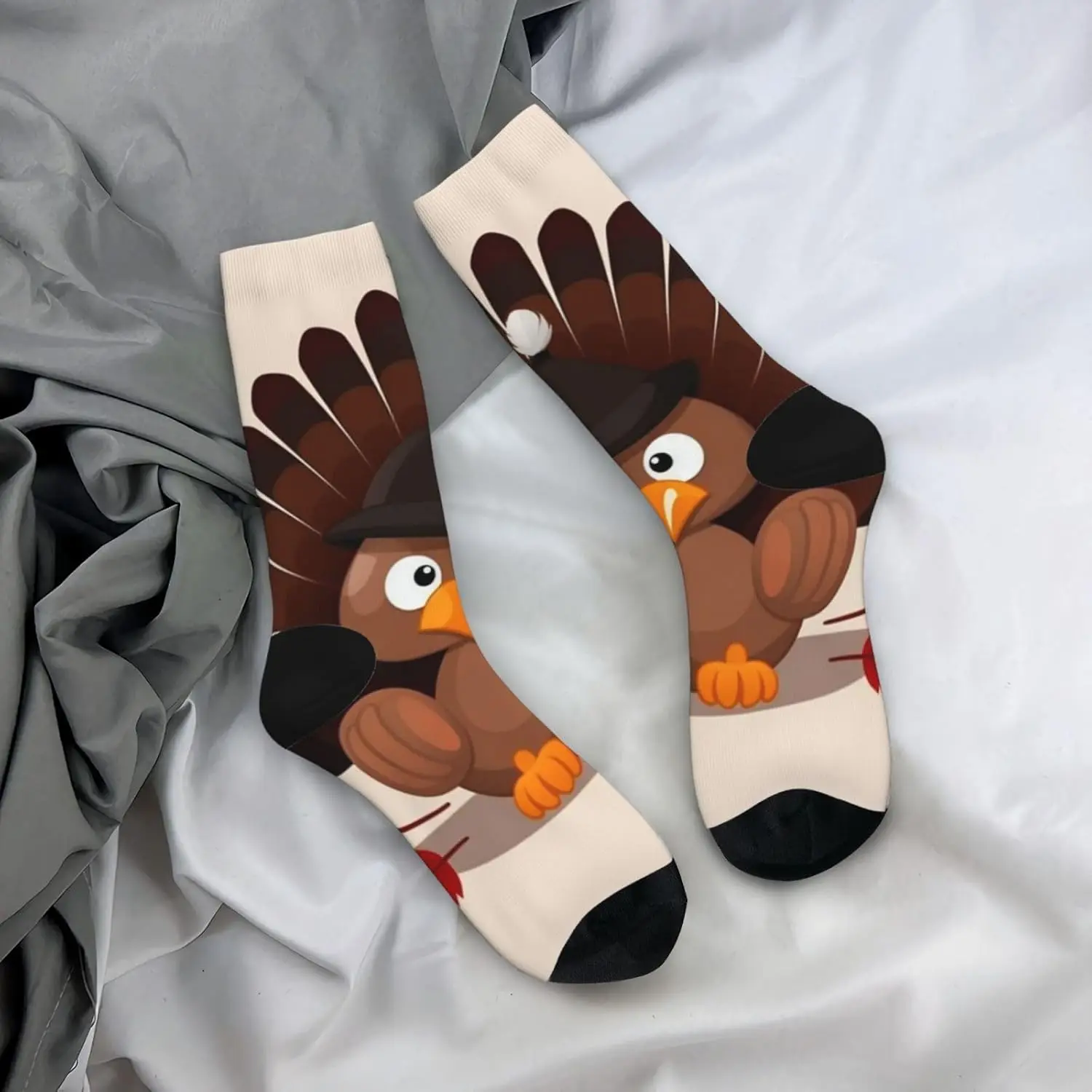 

Носки для взрослых, темно-коричневые носки с кленовым листом и турецким принтом, повседневные носки средней длины, дизайн контрастного цвета для женщин и мужчин