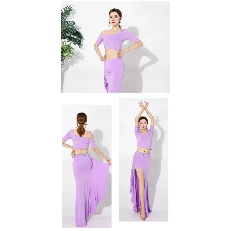 Women Oriental Practice Belly Dance Costume Lady Bellydance Skirt Stage Performance Adult Crop Top Skirt Clothes Set