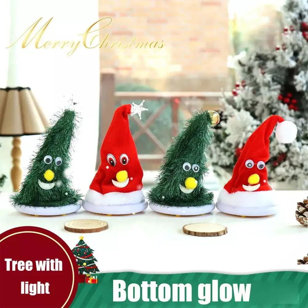 New Electric Christmas Hat Santa Claus Toy 6-inch Swinging Bell Lamp Tree Creative Christmas Swinging Hat Toy For Unisex Gi N8W1