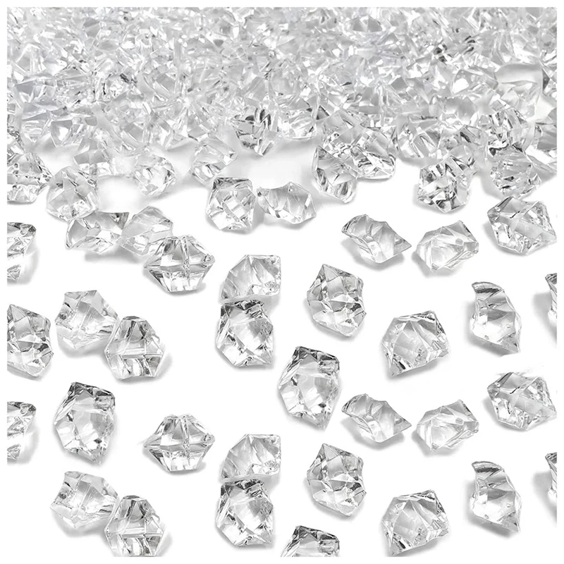 Vase Fillers Artificial Ice-Cubes 11X14mm For Centerpieces, Crushed Ice Crystals Clear Rocks Diamonds