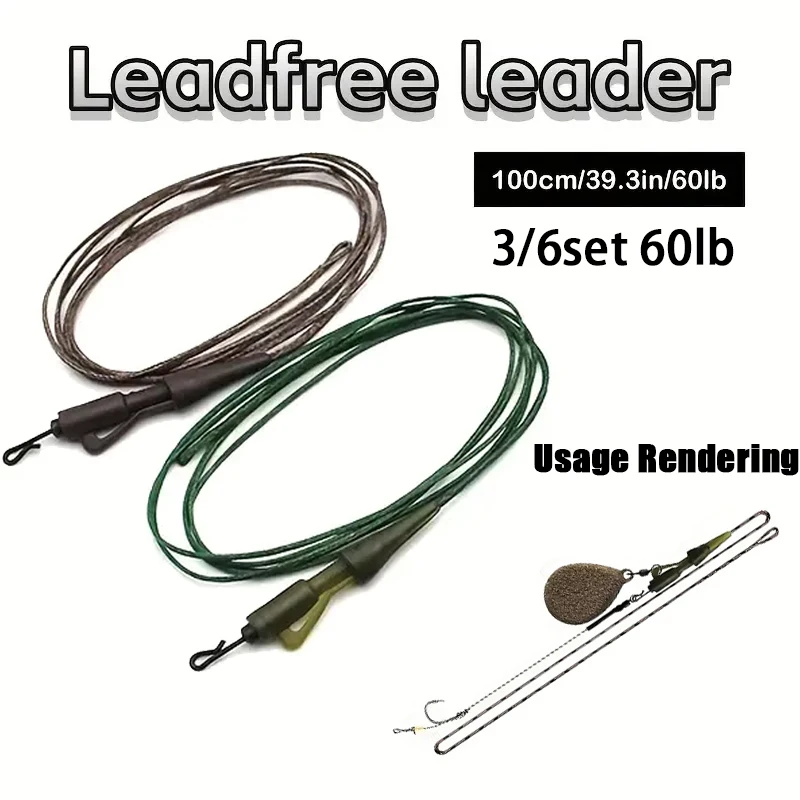 

3/6 шт., леска для ловли карпа, готовая завязанная, 100 см/27,22 кг, вертолет Chod Rig, плетеная леска для карпа, бессвинцовая леска, лидеры для рыбалки, Acc