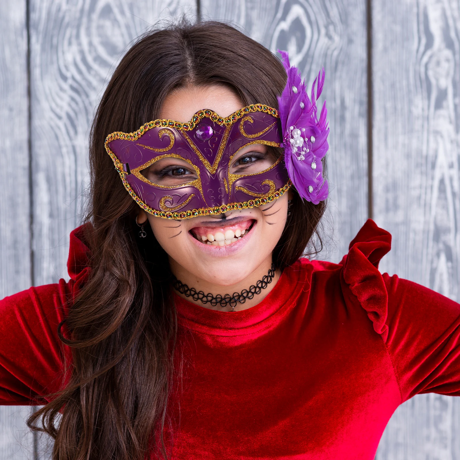 

Painted Mask Masquerade Party Face Realistic Dance Purple The Costumes Princess Clothing