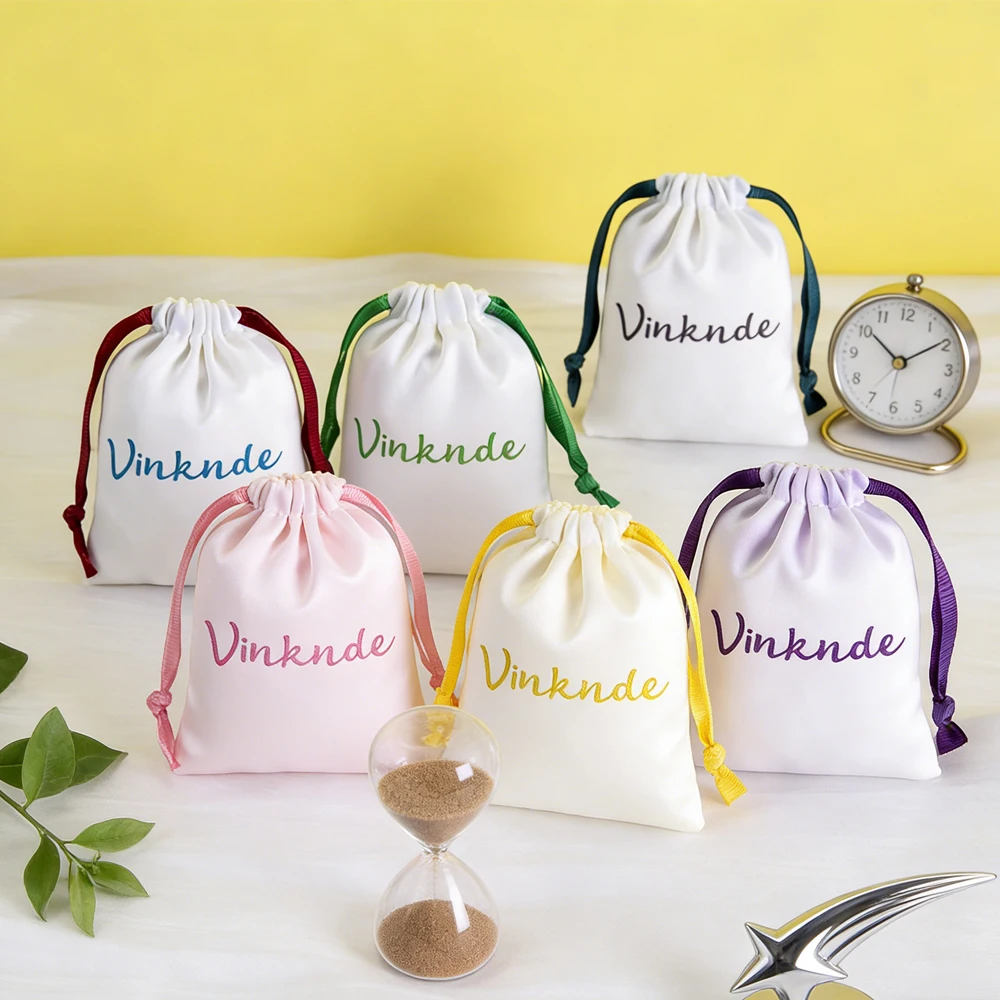 

Custom Logo 100Pack Silk Jewelry Bags Satin Gift Drawstring Bag for Wedding Bridal Baby Shower Birthday Candy Packaging Pouches