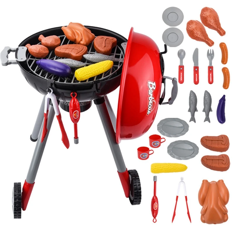 Ensembles de Jouets pour Enfants BBQ Barbecue Grill Jouets Accessoires pour Enfants Jeu de Rôle Chef Simulation Costumes de