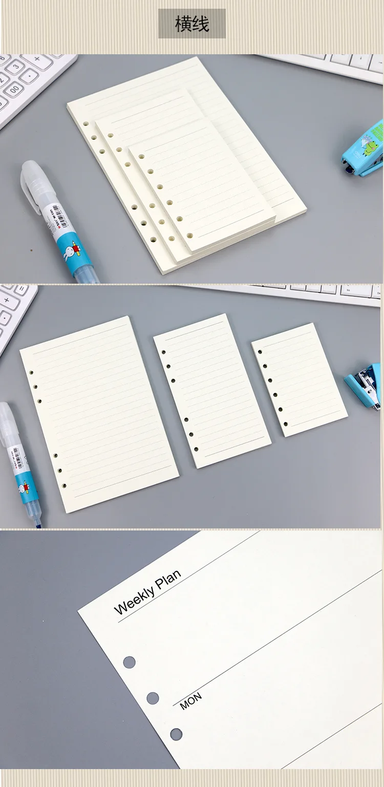 45 Stück A5 A6 A7 6-Ring-Notizbuch für lose Blätter, Nachfüllbinder, Innenseite, Budget, wöchentlich, monatlich, To-Do-Linie, Punktgitter, Papier, Schreibwaren – Detail 6
