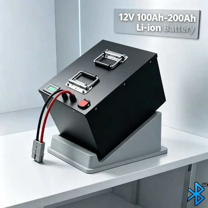 12V 100Ah-200Ah Li-ion Battery Pack, Rechargeable with BMS Protection, Work with Solar Panel, 1/2KW Inverter for RV, Marine, Cam