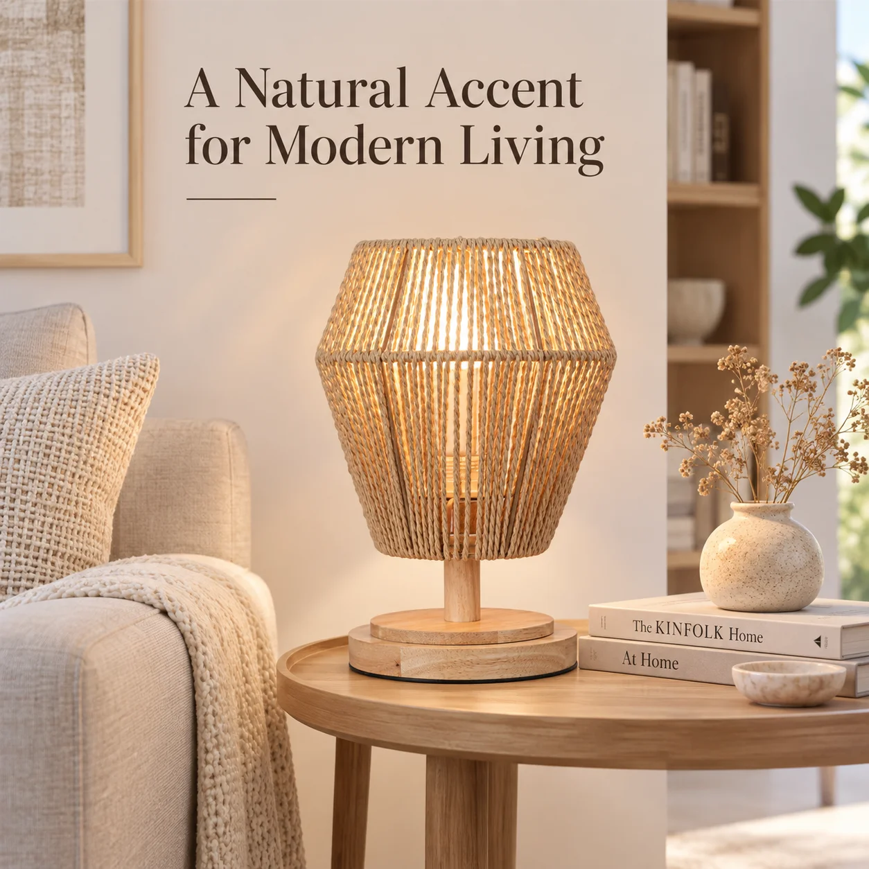 JOYINLED Rattan Lamp Shade Dia 18CM Hand Woven Paper Rope Desk Lampshade E27 Table Lamp Cover Boho Replacement Home Decor