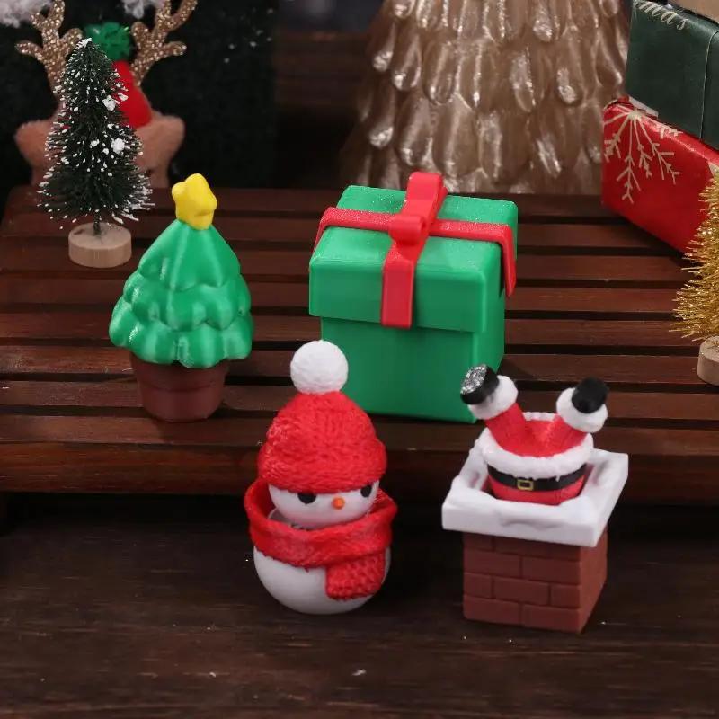 3D Printed Christmas Holiday Decoration Desktop Doll Santa Claus Falling Chimney Cute And Fun Relax Toy Pressed Ornament Clicker