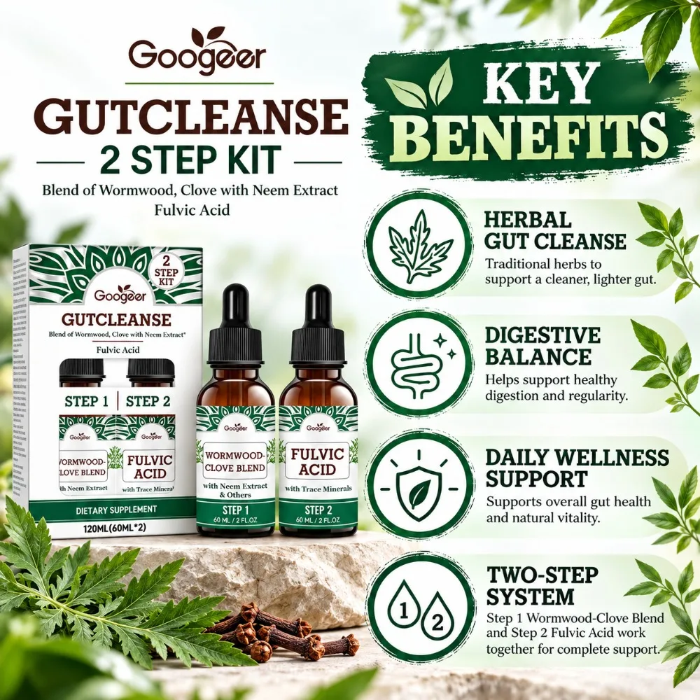Fulvic Acid Liquid Drops 120ml Two Step Kit with MCT Oil Wormwood Oil Herbal Supplement for Digestive and Intestinal Wellness