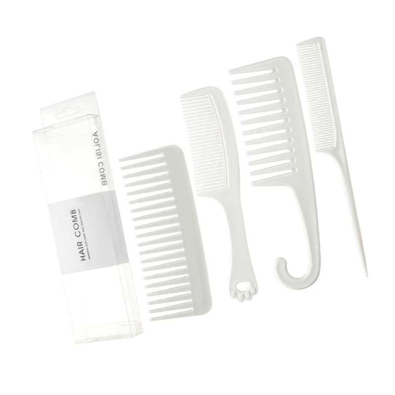 หวีผมอเนกประสงค์ 4 ชิ้นชุดฟันกว้างหวีผมจัดแต่งทรงผมหวีสำหรับ Nisex