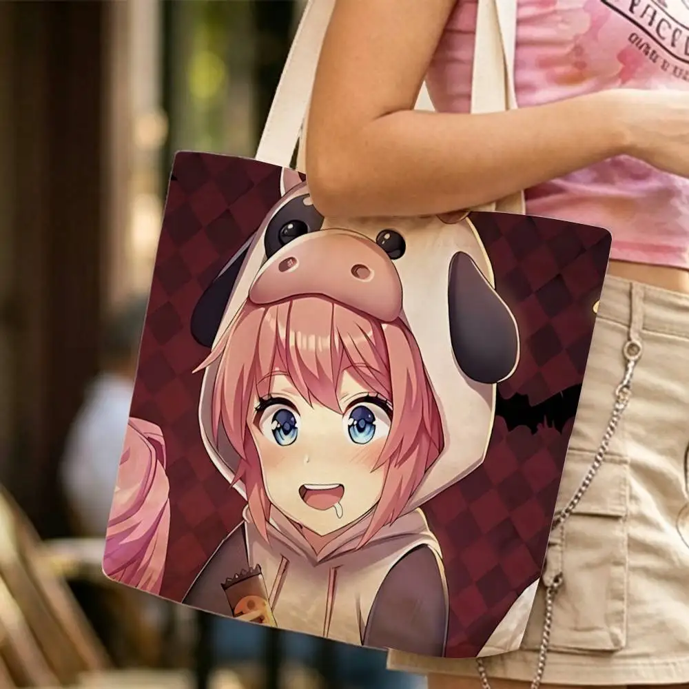 M-Monika Horror Game D-DDLC Waterproof Lined Canvas bags suitable for going to class, shopping, gifts, and commuting