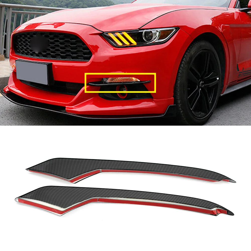 

Carbon Fiber ABS Car Front Fog Light Lamp Eyebrow Cover Trim For Ford Mustang 2015 2016 2017 2Pcs