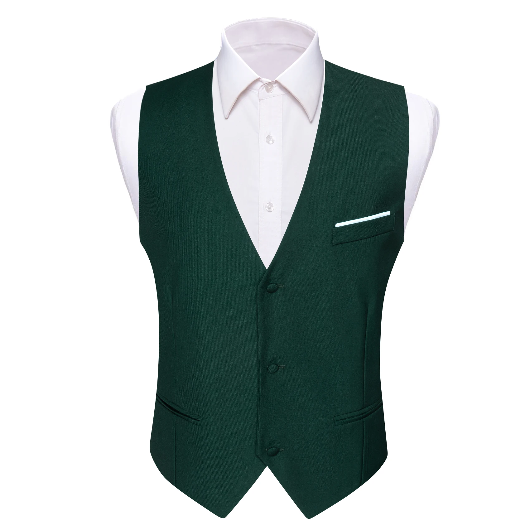 Barry.Wang-Colete sem mangas V-Neck para homens, colete elegante, colete designer, conjuntos de gravatas, noivo de lazer, festa de casamento, verde escuro, DM-2426