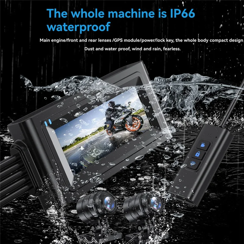 A20K-Driving Recorder Motorcycle Driving Recorder HD Motorcycle Driving Recorder Dual Record+WIFI+GPS+64G