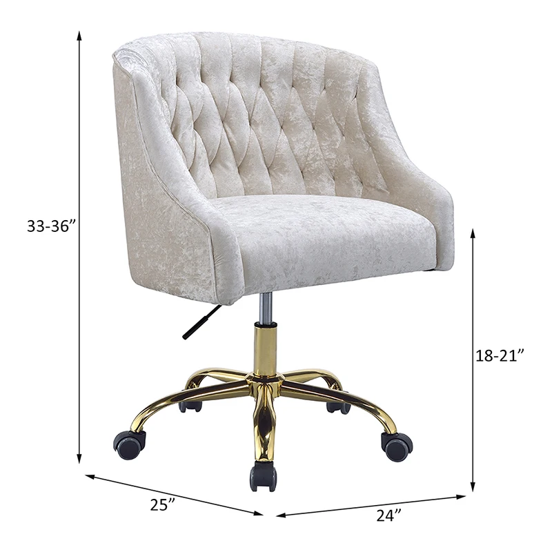 ACME Levian Office Chair in Vintage Cream Velvet & Gold 92517 On-Site