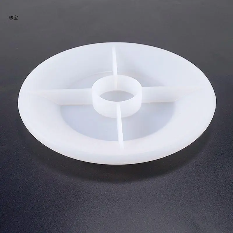 X5QE Brightening Mirror Plates Silicone Mould Round Plate Resin Mold for DIY Jewelry