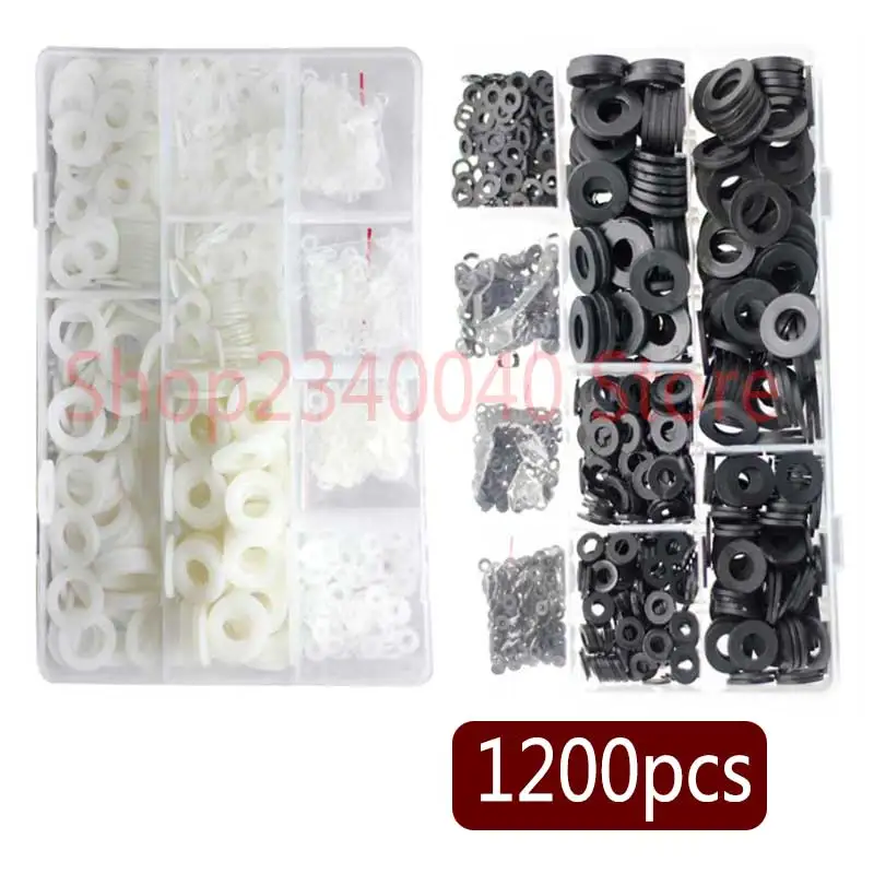 

1200Pcs/set Nylon Washers M2-M12 Plastic Washers Insulation washers Plumbing Leak-proof Gaskets Kit O-Ring Seals Accessories