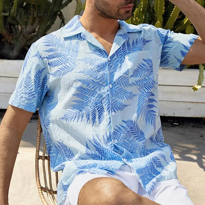 

Trendy Men's Graphic Printing Shirts 2025 Summer New Casual Turn-down Collar Button Shirt Mens Daily Leisure Short Sleeve Shirts