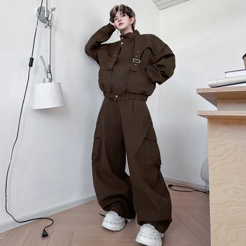 LUZHEN Original Handsome Two-piece Sets Men's Autumn Solid Color Patchwork Design Jacket 2025 Fashion Loose Casual Pants JY3832