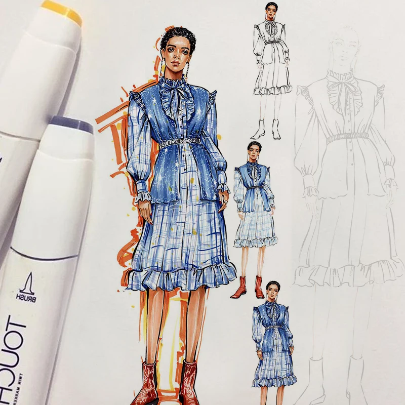 Fashion Design Hand-painted Copying Book Clothing Matching Line Draft Creative Design Sketchbook Designer-specific Practice Book