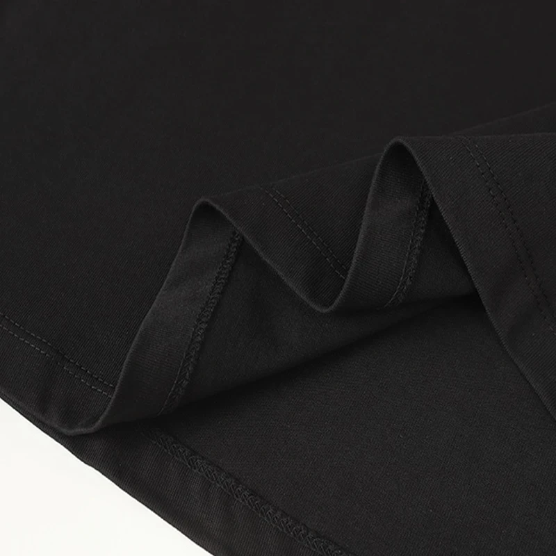 الأزرق الكرتون الملاك طباعة سانت طويلة الأكمام تي شيرت الرجال النساء للجنسين القطن المتضخم المحملة القمم قاعدة سوداء تي شيرت مع العلامات