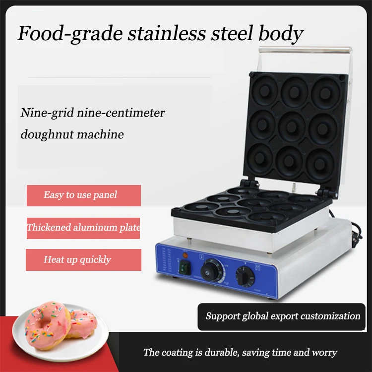 2024 ทําความสะอาดง่ายความร้อน 12 ชิ้น Donut Making Machine MINI Donuts เหล็กสแตนเลสเครื่องทําวาฟเฟิลในครัวเรือน Donut Maker