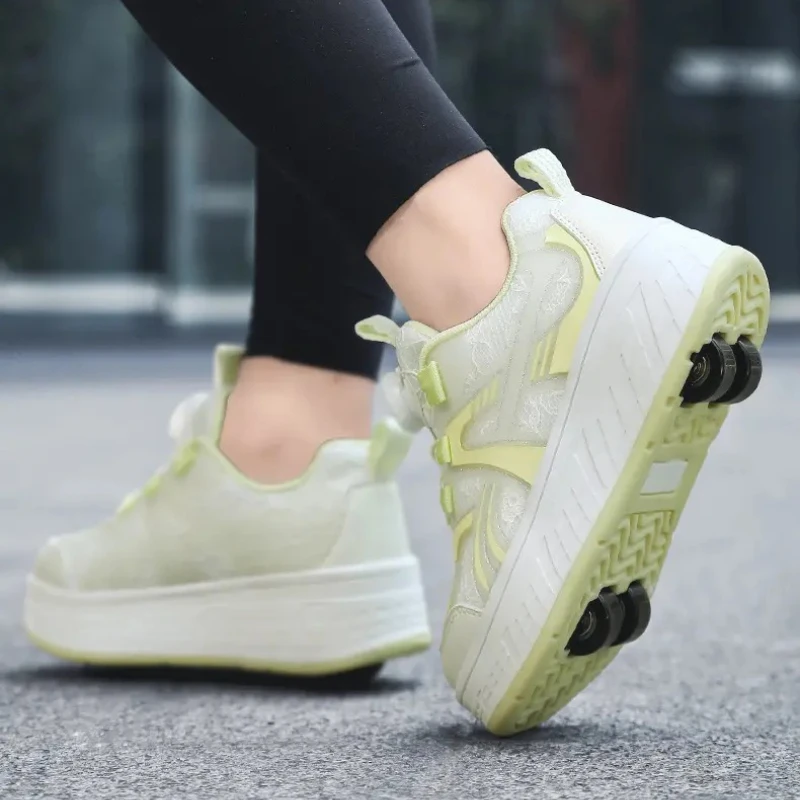 

Children Roller Skates Removable Four Wheels Firm Comfortable Mesh Fashionable Versatile Parkour Outdoor Walking kids sneakers