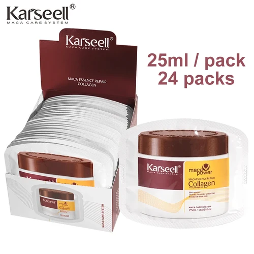Karseell 24 paquetes/caja tratamiento capilar de colágeno reparación profunda acondicionamiento aceite de argán mascarilla capilar de colágeno esencia para cabello seco dañado