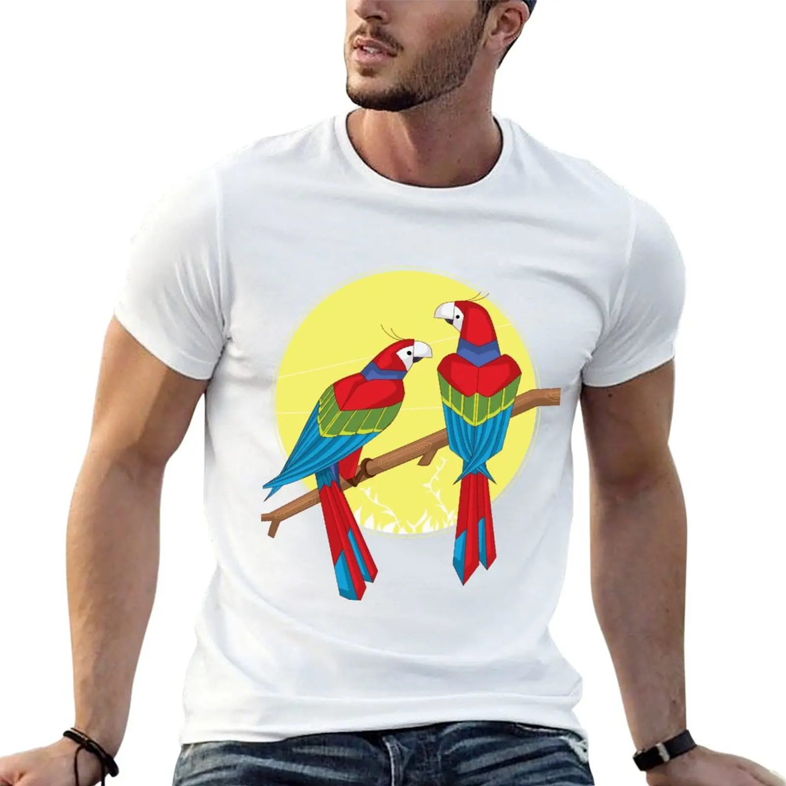 

t shirt 100% shirts Scarlet t luxury man T-Shirt macaw cotton